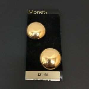 NWT Monet circular picture Goldtone Clip On  Earrings